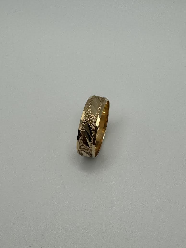 14k Men's Yellow 'Dots' Solid Gold Ring - Size 11