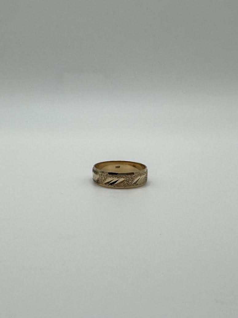 14k Men's Yellow 'Dots' Solid Gold Ring - Size 11