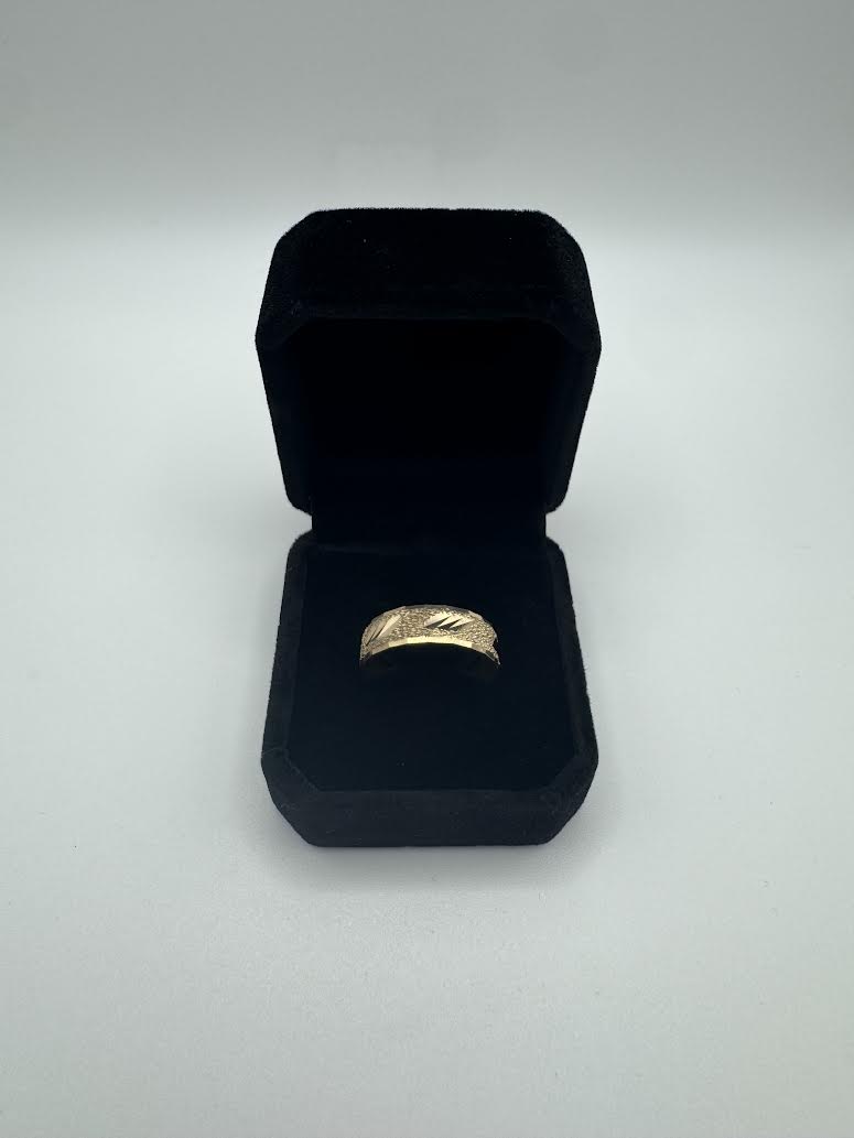 14k Men's Yellow 'Dots' Solid Gold Ring - Size 11
