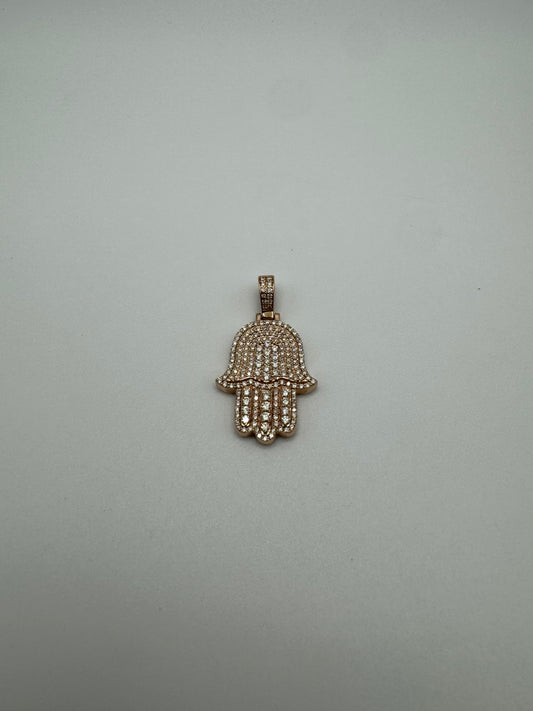 14k Rose Gold ‘Hamsa’ Pendant w/ Natural Diamonds TraxNYC